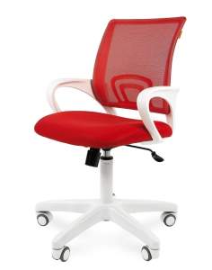 Офисное кресло CHAIRMAN 696, ткань TW/сетчатый акрил,  красный, пластик белый