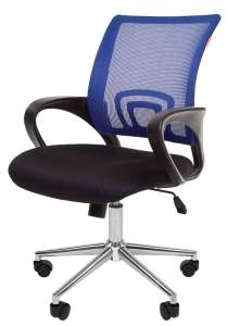 Офисное кресло CHAIRMAN  696 хром, ткань TW/сетчатый акрил,  черный/синий NEW