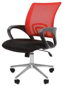 Офисное кресло CHAIRMAN  696 хром, ткань TW/сетчатый акрил,  черный/красный NEW