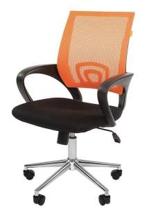 Офисное кресло CHAIRMAN  696 хром, ткань TW/сетчатый акрил,  черный/оранжевый NEW