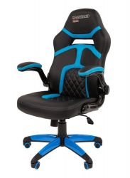 Геймерское кресло CHAIRMAN GAME 18, экокожа/ткань TW, черный/голубой