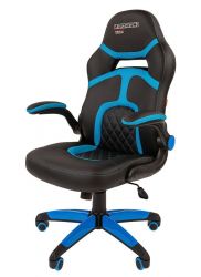 Геймерское кресло CHAIRMAN GAME 18, экокожа/ткань TW, черный/голубой NEW